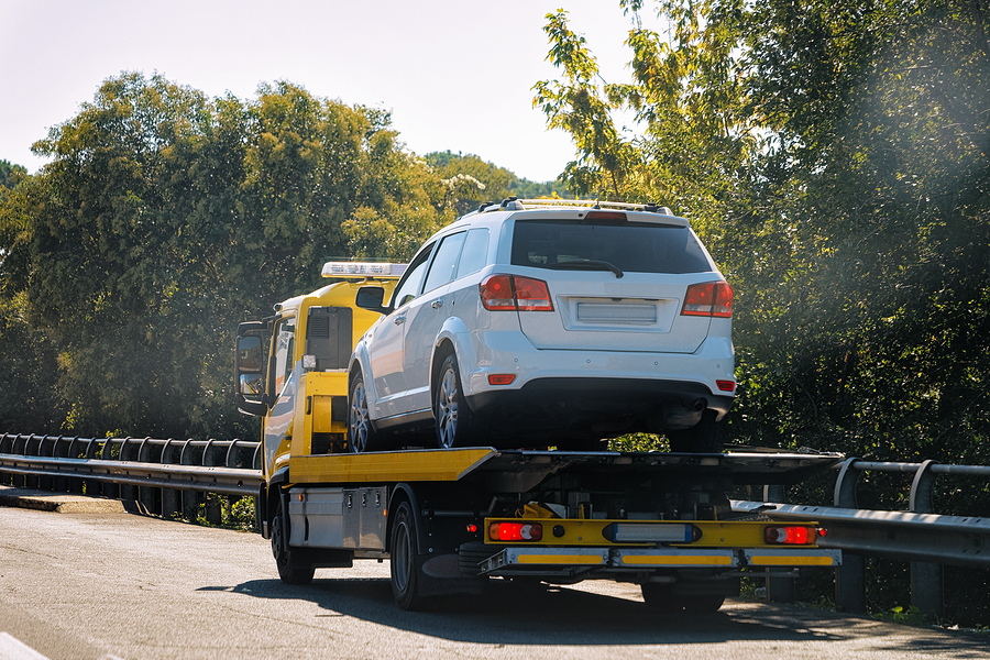 towing the white car